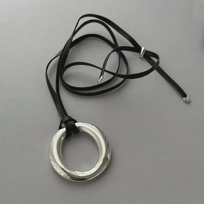 Geometric Ring Necklace: Trendy Korean-Style Adjustable Clavicle Chain