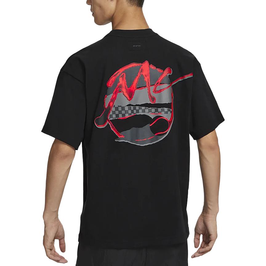 Nike Logo Print Drop Shoulder Round Neck Pullover Breathable Short Sleeve T-Shirt Men Tops Black FN4176-010