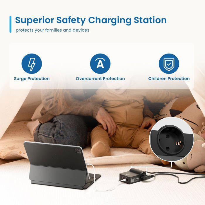 Chargeur - Ewent - EW3992 - 65W - GaN - 6 appareils simultanément