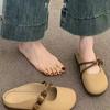 Baotou Halbschuhe Damen Sommer Draußen 2025 neu flachsohlig Ein-Pedal Halbstütze Einzelne Schuhe Weichsohle Französisch Cool Slipper