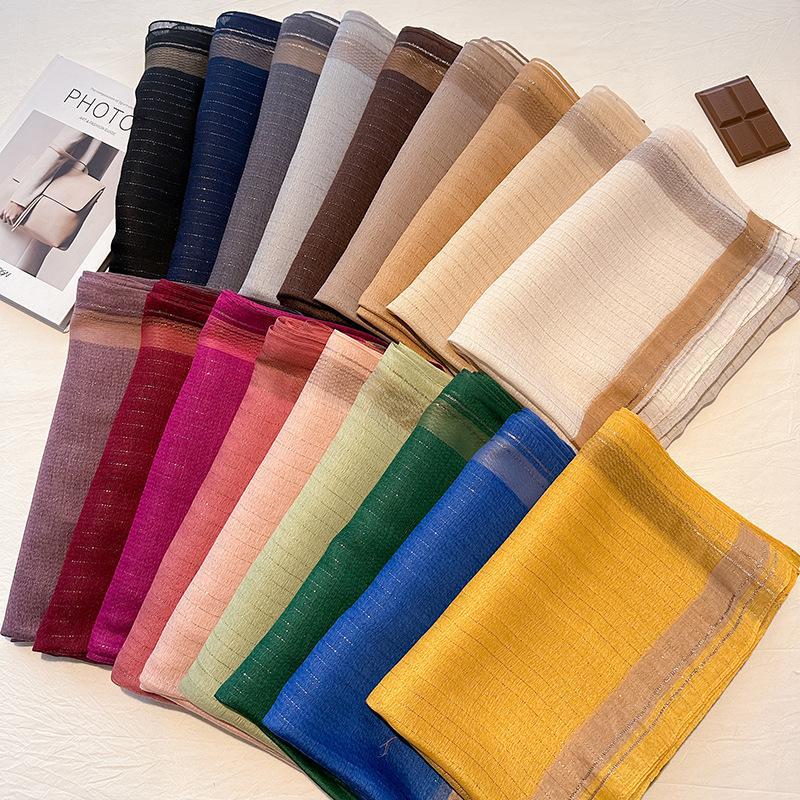 Long Silk Wool Scarf Shawls And Wraps For Women Solid Foulard Pashmina Poncho Female Summer Sunscreen Scarves Hijab Bandana