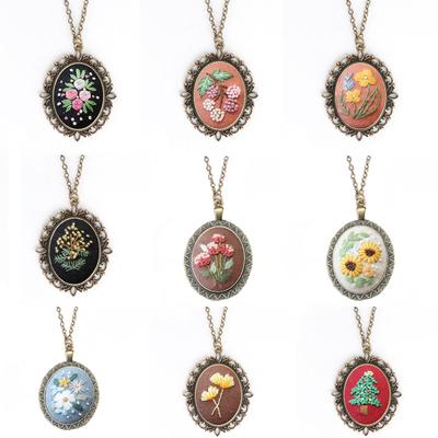 DIY Stickerei Blume Frauen Kette Halskette Nähen Handgemachten Schmuck Kreative Geschenk