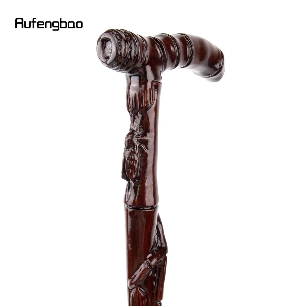 Brown Cicada Bamboo Wooden Single Joint Fashion Walking Stick Decorative Cospaly Cane Halloween Mace Crutch  Wand Crosier 92cm