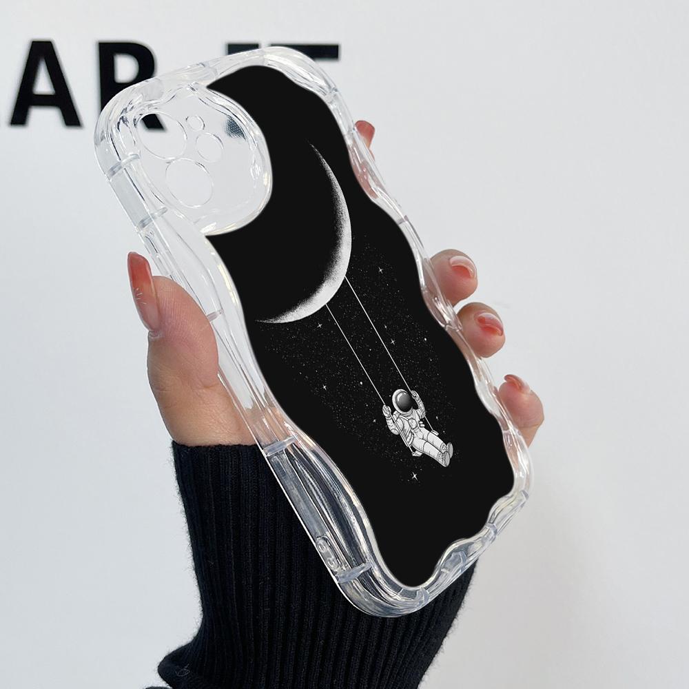 Ae97 Space Moon Astronaut Black Art Protective Phone Cases for Xiaomi PocoX5 F6 Redmi Note 13 12 11 Pro 13C 12C A3 Huawei Honor 90 Wave TPU Back Cover