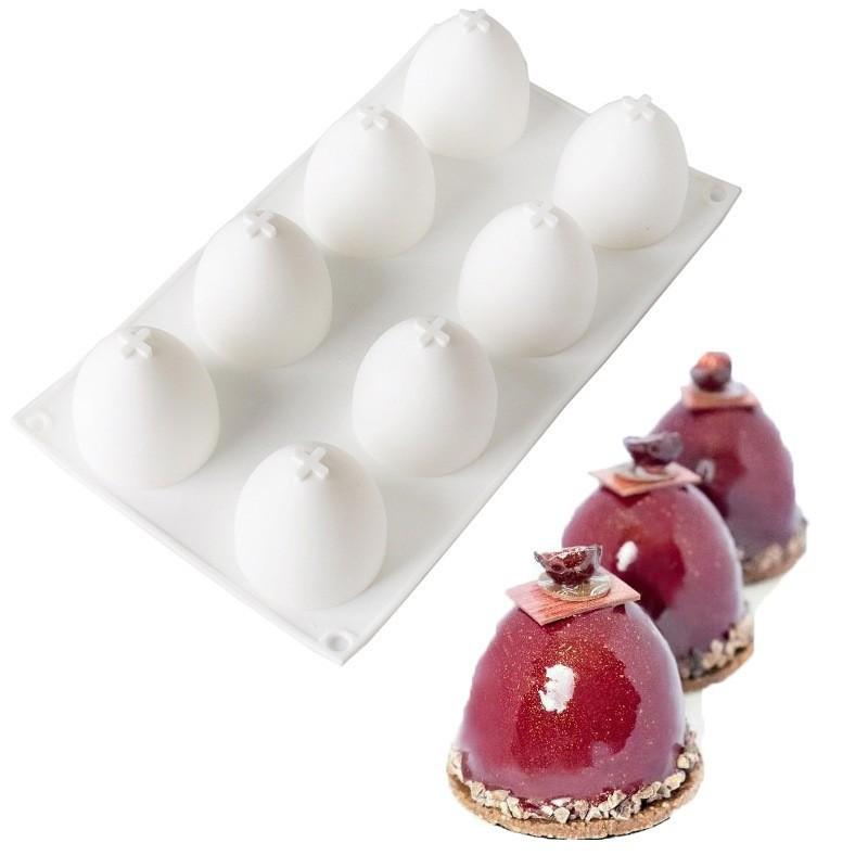 1 Pc 8 Egg Mousse Cake Mould Dessert Easter Egg Silicone Silicone Mould DIY Chocolate Baking Tool