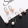 Classic Female   Silver Needle Round Natural Pearl Hanging Earrings For Women Pendientes Oorbellen Brincos