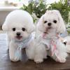Pet Spring Cool Sun Protection Vest Drool Towel Pet Couple Clothing Decoration Teddy Cute Plaid Dress Puppy Clothes