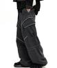 Aleseuseussi Knee String Cargo Denim Pants - Gray