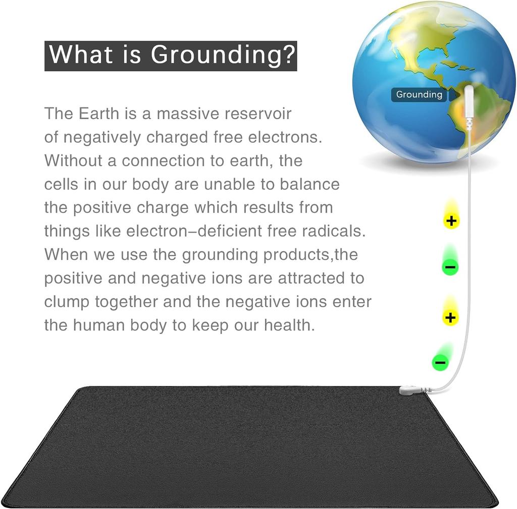 35.4x23.6Inch Grounding Mat Sleep Mat Reconnect To Earth Recovery Pain Relief Foot Therapy Yoga Mat for Sleep Helps and Assist