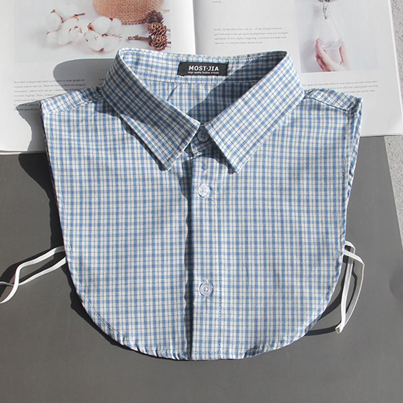 Plaid Fake Collar Shirt Children Print Collares Mujer Cotton Detachable Collar Choker Kids Boys Girls Removable Half Shirt