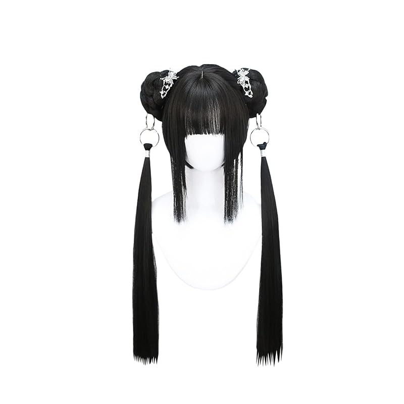 

twin dumplings cosplay wig Chinese style Chinese style lolita style Braids braid black Harajuku style GAL type cosplay wig gothic Gothic Lolita lolita