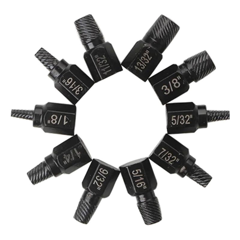10 Pcs Damaged Broken Screw Extractor Easy Out Stripped Screw Remover Hexagon Head Bit Socket Wrench Bolt Remover Tool