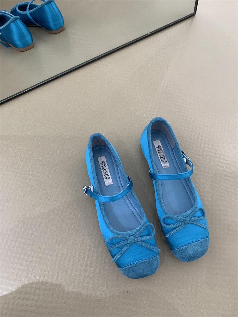 2025 Spring Evening Breeze Temperament Purple with Skirt Shallow Mouth Single Shoes Gentle and Cute Inner Increase Ballet Shoes Women's Shoes