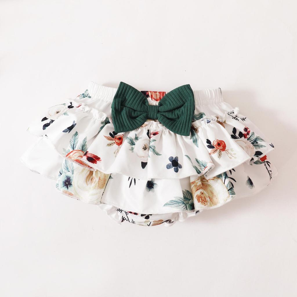 Girls' 2022 Korean Style Letter Print Top & Floral Shorts Spring/Autumn Three-Piece Set