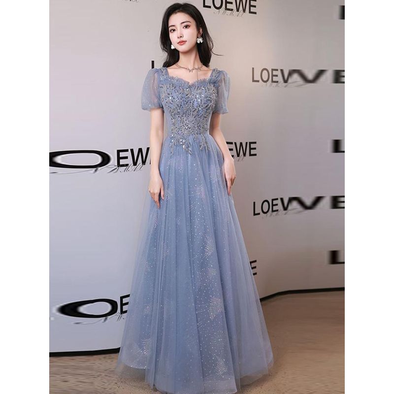 

Вечернее платье большого размера Женское Полное mm 100.00кг Банкет Темперамент Экзамен по искусству Нишевый стиль Выступление на фортепиано Взрослая церемония Платье ведущей Blue S weight 88.95