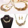Fashion Rhinestone Decoration Feather Design Women Gold Necklace And Earring Set For Casual Wear And Employee Benefits