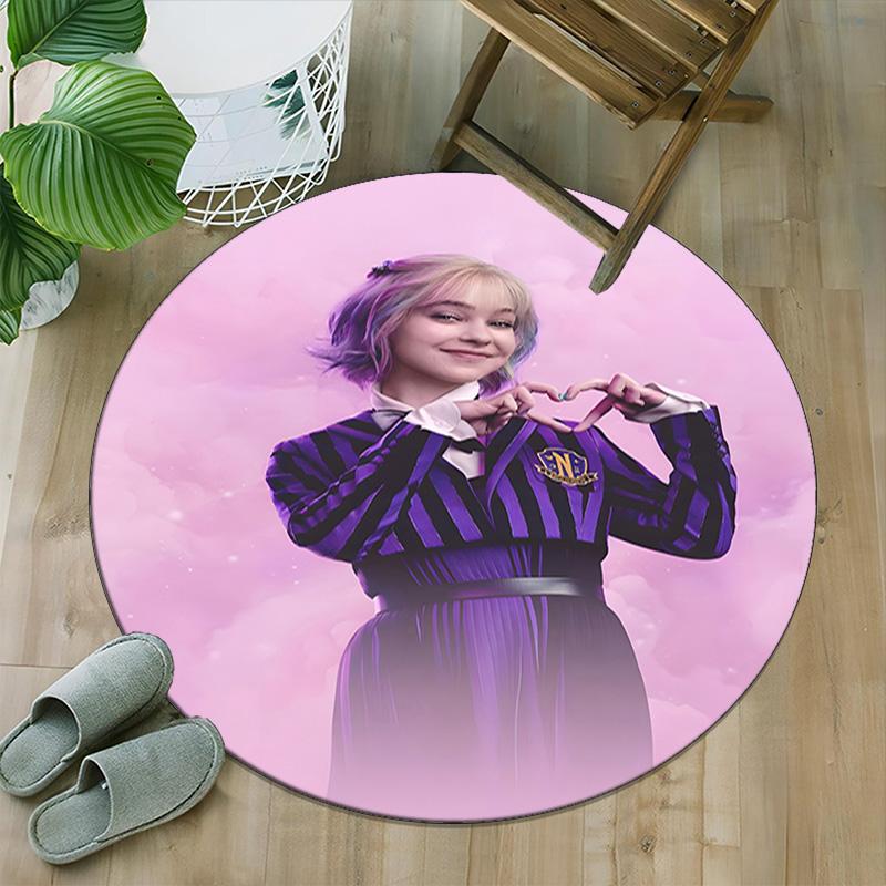 1pc Addams Family Wednesday9 Print Round Carpet Chair Round Carpet Suitable for Bedroom Living Room Home Decorative Carpet