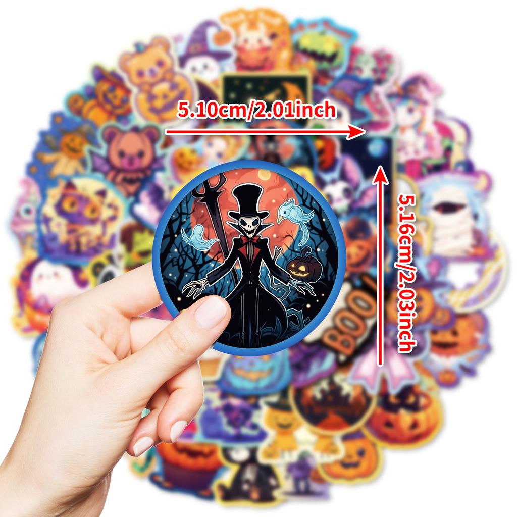 50pcs/pack Cute Halloween Graffiti Stickers DIY Decorative Stickers for Halloween Festival Atmosphere for Phone Bag Gift Kids