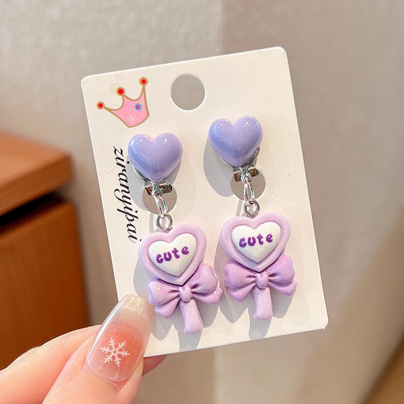 Children'S Ear-Free Ear Clips, Cute Girls' Pain-Free Earrings, Earrings, Cartoon Cartoon Girl Earrings, Jewelry.