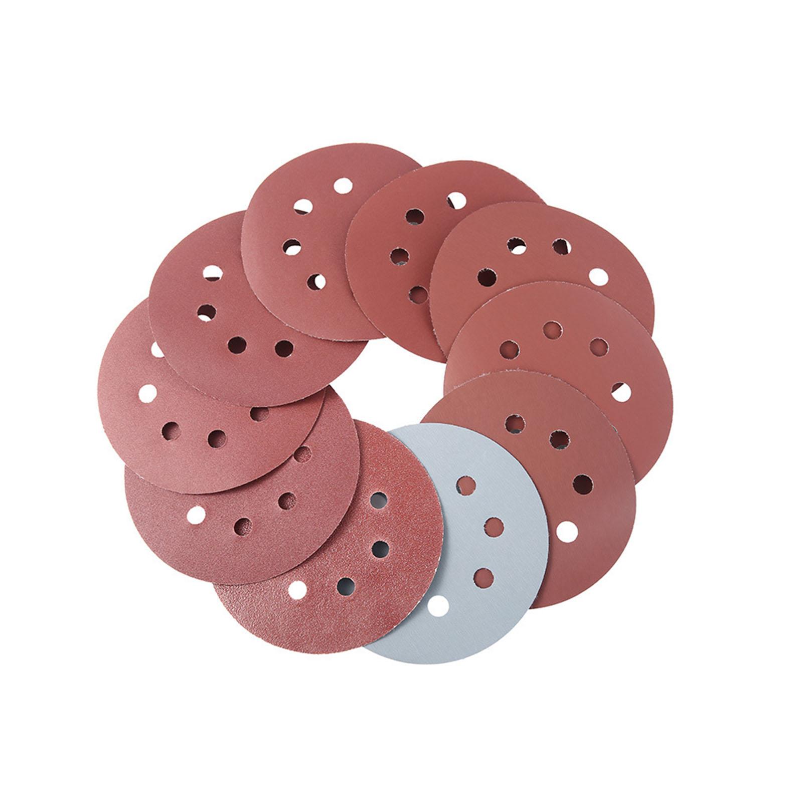 

100Pcs Disc Red Sandpaper 8 Holes Round Sandpaper Polishing Tools for Metal Wood Stone 100Pcs