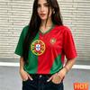 T-shirt da donna estiva con scollo a V Maglietta da calcio brasiliana Maglia da donna con gradiente giallo verde Asciugatura rapida nuova T-shirt brasiliana