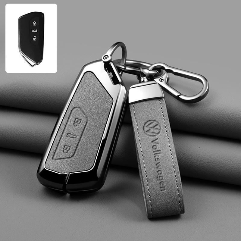 Leather Car Remote Key Fob Case Cover Protector Holder Shell For VW Volkseagen Golf 8 MK4 MK8 ID.3 ID.4 Keychain Accessories
