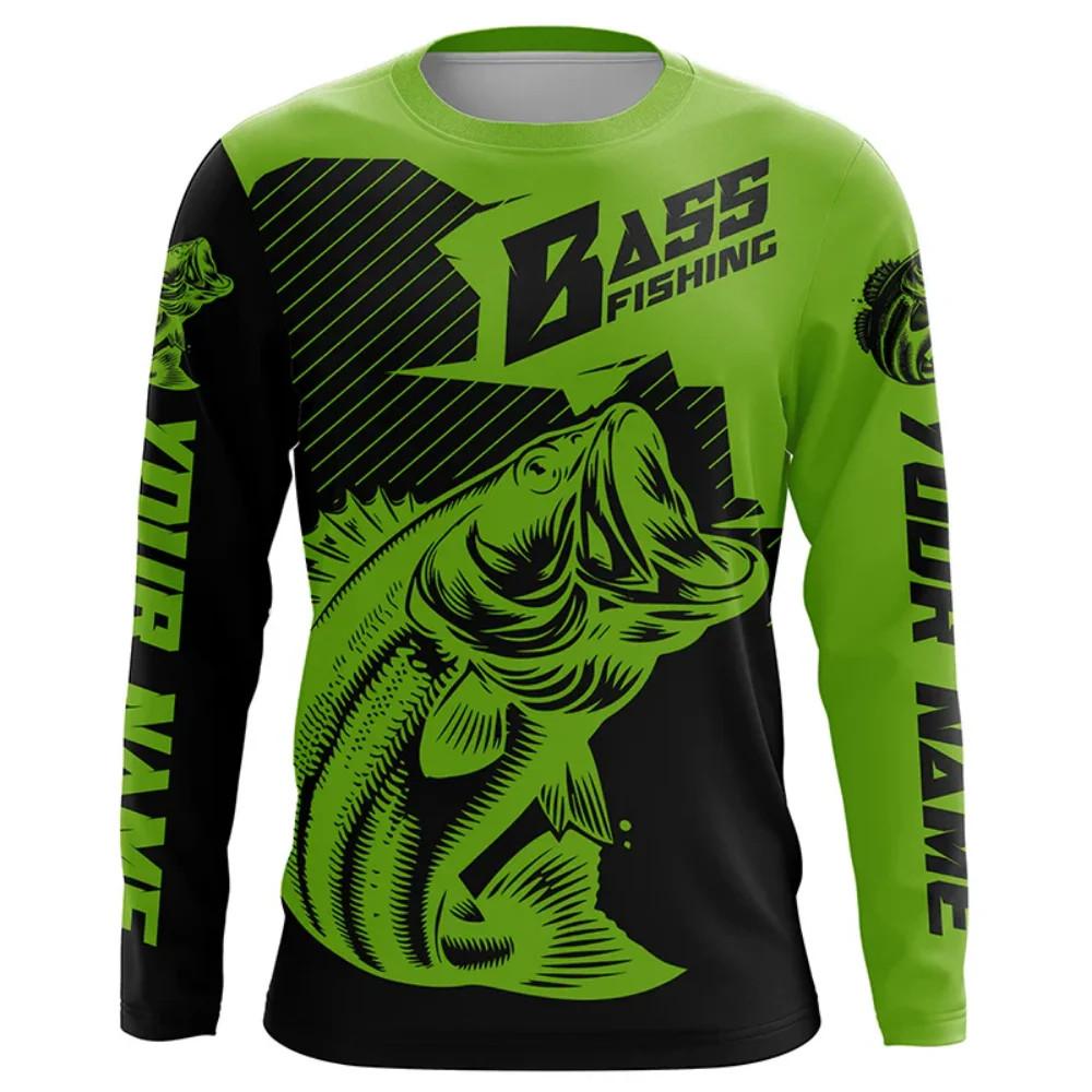 Men's 3D Bass Fishing Long Sleeve T-Shirt Moisturizing Core Sports