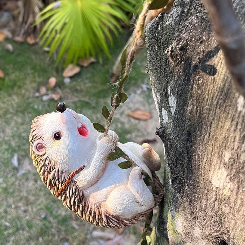 Resin Climbing Hedgehog Ornament Handmade Landscape Animals Decoration Garden Courtyard Balcony