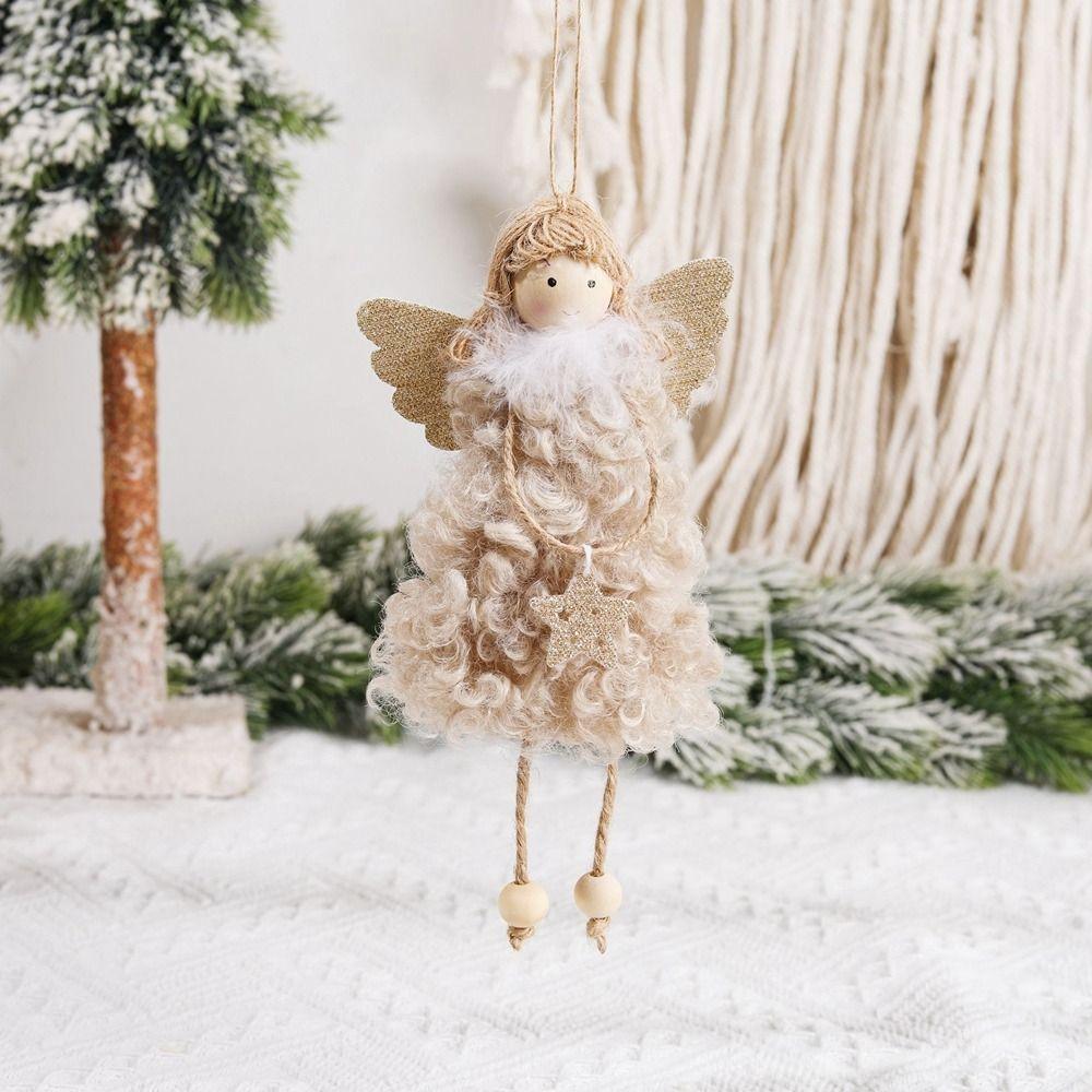 Angel Girl Plush Toy Pendant Old Man Snowman Xmas Tree Pendant Cute Christmas Angel Doll  Xmas Tree