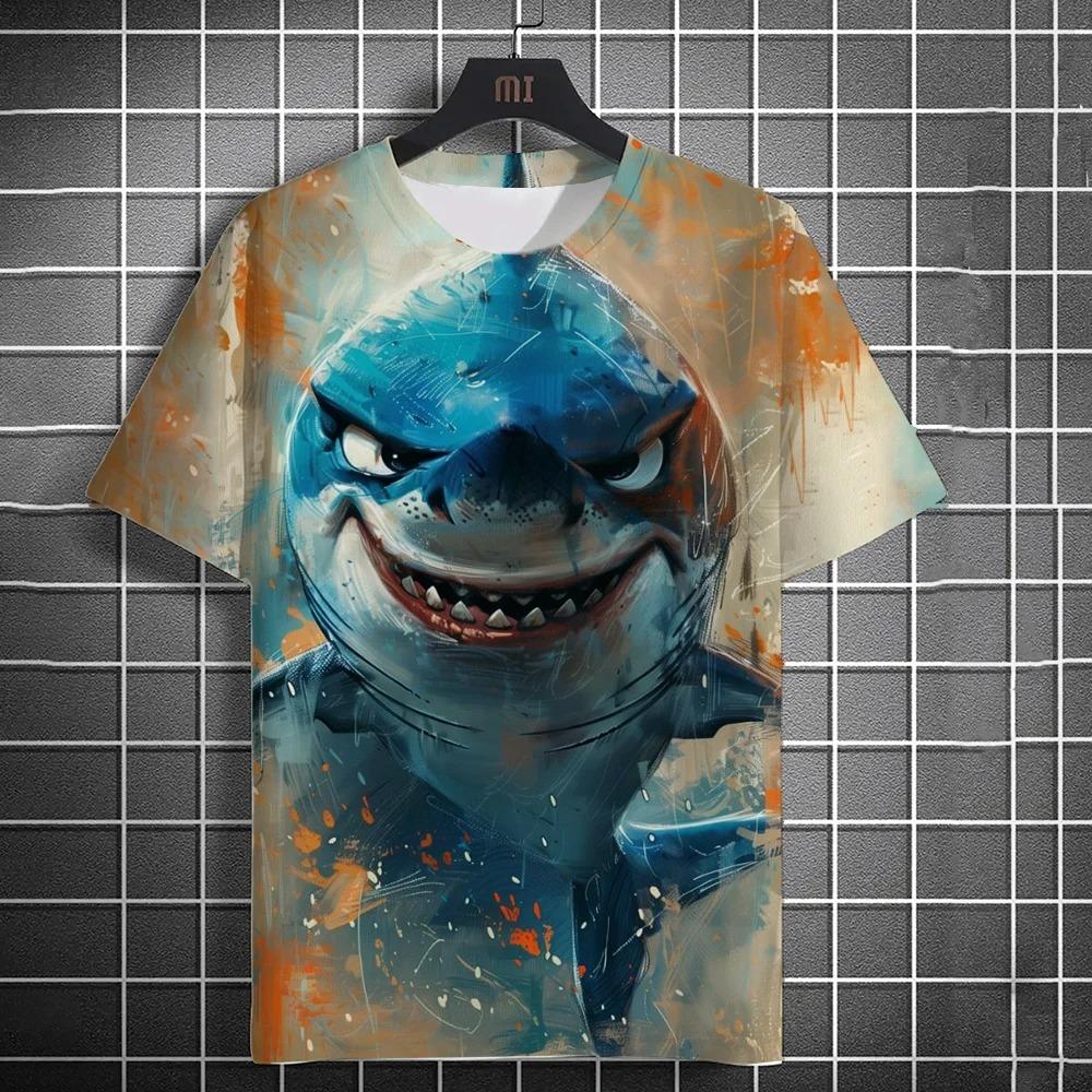 New Fashion Men's Casual T-shirt 3D Printing Fun Animal Print Short Sleeve Street Fashion Wolf Fox Print Round Neck Top