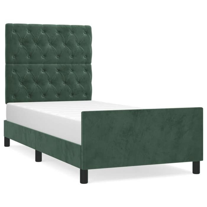 VidaXL Cadre de lit avec tête de lit Vert foncé 80x200 cm Velours3125907