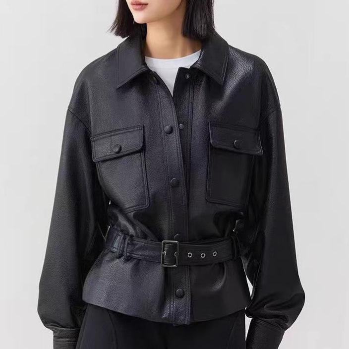 Spring & Autumn Women's Short Leather Jacket – Stylish Motorcycle Outerwear
