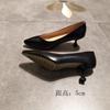 Fashion Korean All Match Fashion Work Shoes Woman Pointed Toe Shallow Brief Office Ladies Pumps Slip On Solid Leather Thin High Heels