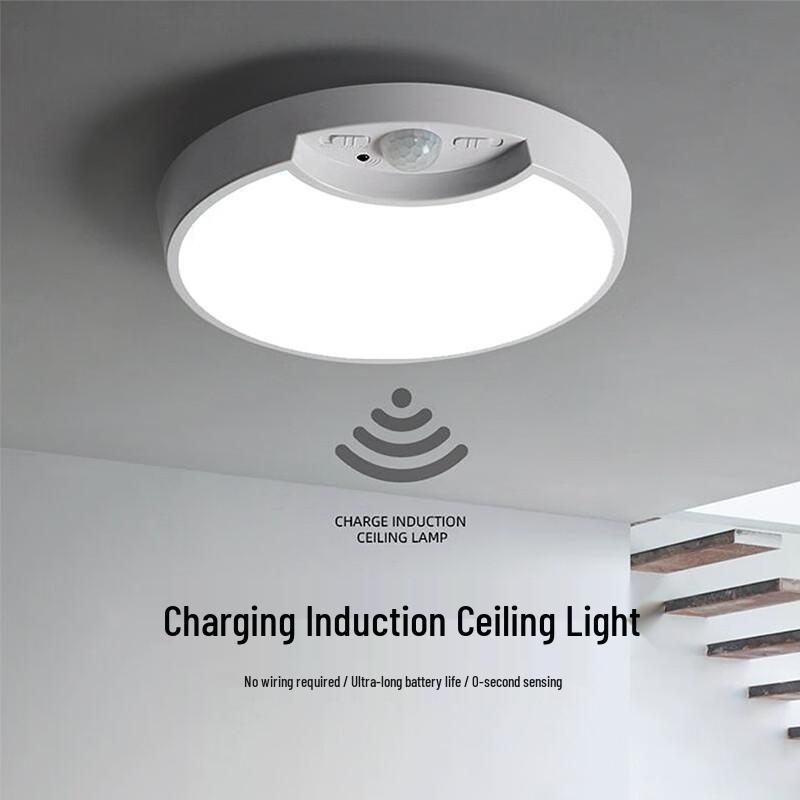 Yuqilong Rechargeable Motion Sensor LED Ceiling Light, 6000K White with Remote