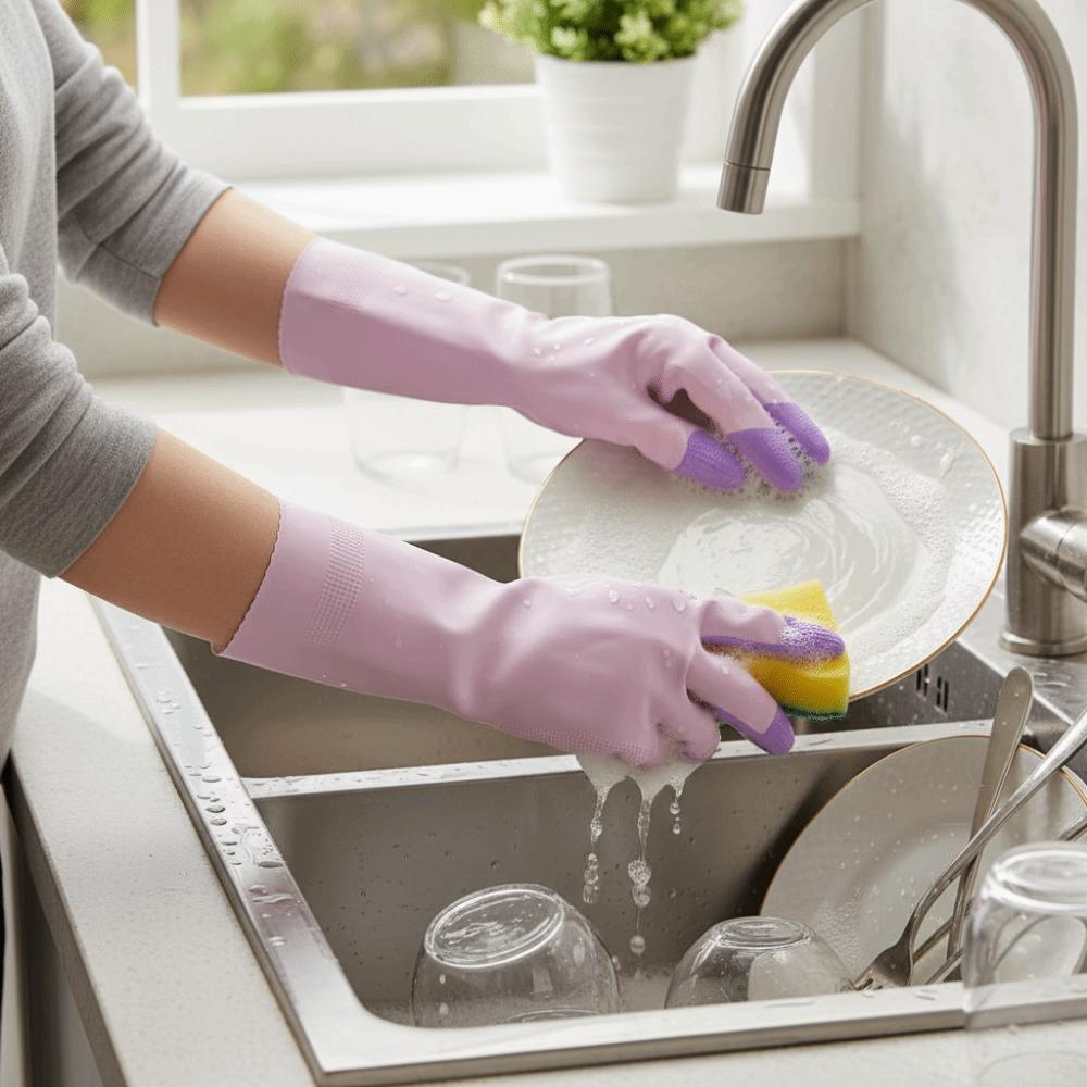 3Pairs/Set Waterproof Dishwashing Gloves Thickened Kitchen Gloves Laundry Gloves  Household Cleaning