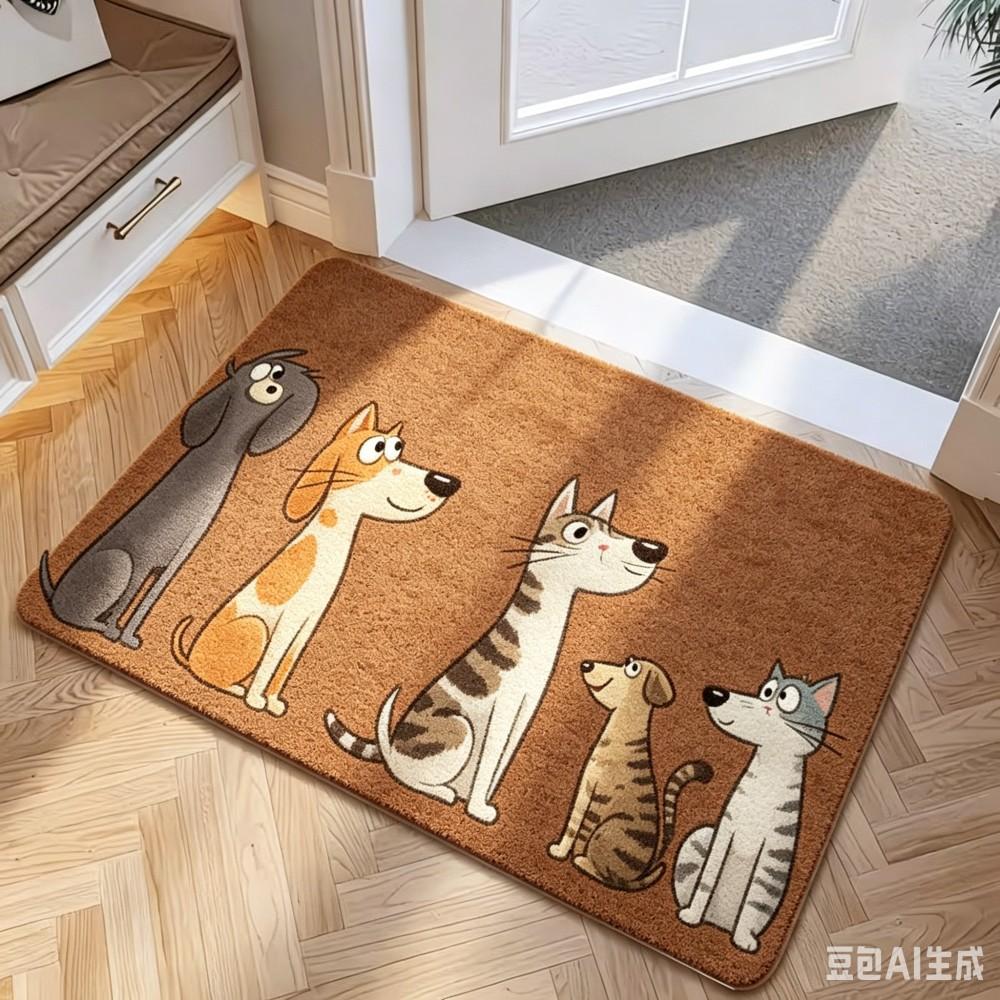 Funny Dogs Welcome Mat Cartoon Puppies Printed Floor Carpet Non Slip Living Room Bedroom Front Door Entrance Area Rug