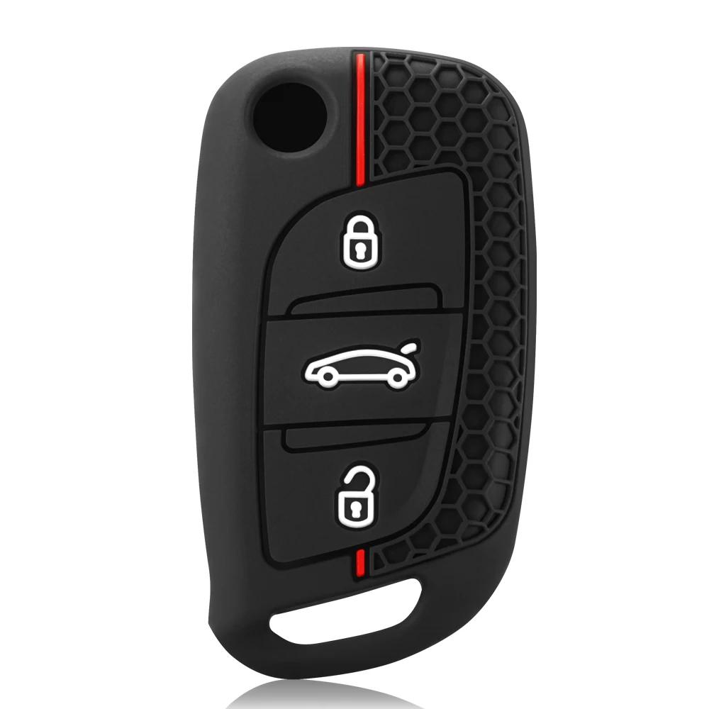 

Для Citroen C2 C3 C4 C5 C6 C8 DS4 для Peugeot 107 207 306 307 407 308 607 Силиконовый чехол для ключа автомобиля Аксессуары чёрный