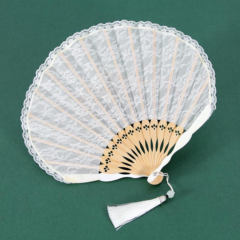 Classic Black Lace Cheongsam Folding Fan - Portable Chinese Style Summer Dance Fan for Ladies