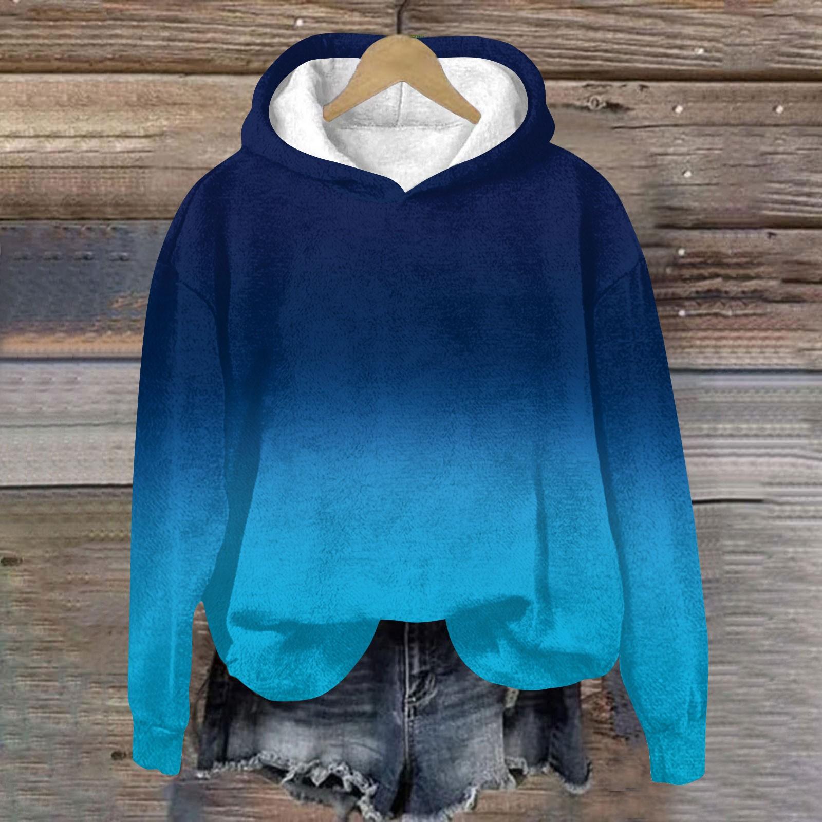 

Женская модная толстовка с капюшоном и заниженной линией плеч с длинным рукавом и рождественским принтом L синий