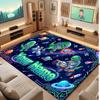 Dinosaur Theme Soft Crystal Velvet Rug Custom Name & Text Print Non Slip Floor Rug for Bedroom Living Room