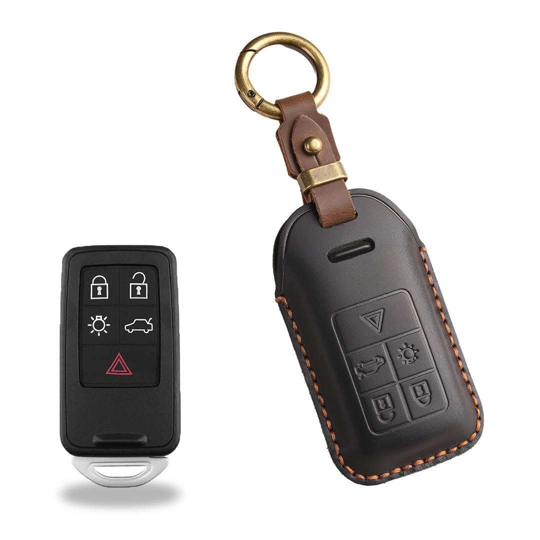 

[Volvo] Чехол для ключа автомобиля из коровьей кожи ручной работы, подходит для S60 S80 V60 V70 XC60 XC70 XC6 5 keys чёрный