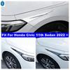 Auto Headlight Eyebrow Head Lamps Eyelid Decor Cover Trim For Honda Civic 11th   2024 Carbon Fiber / Chrome Accessories