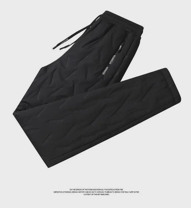 Men's Winter Thick Lambskin Plush Pants - Loose Straight Fit, Warm Cotton, Casual Sports Style, Large Sizes Available