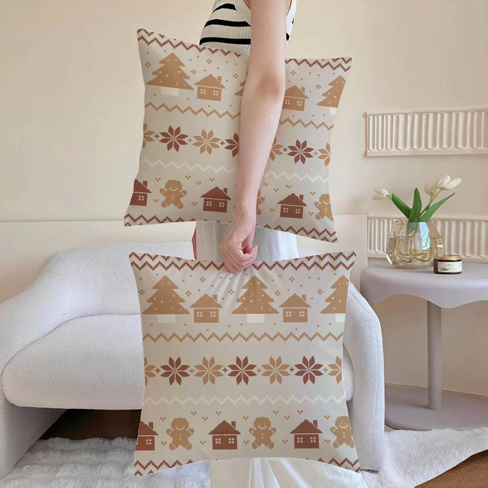 Christmas Spirit Pillow Case Sofa and Living Room Decorative Cushion Covers Dust-proof and Mite-proof Invisible Zipper
