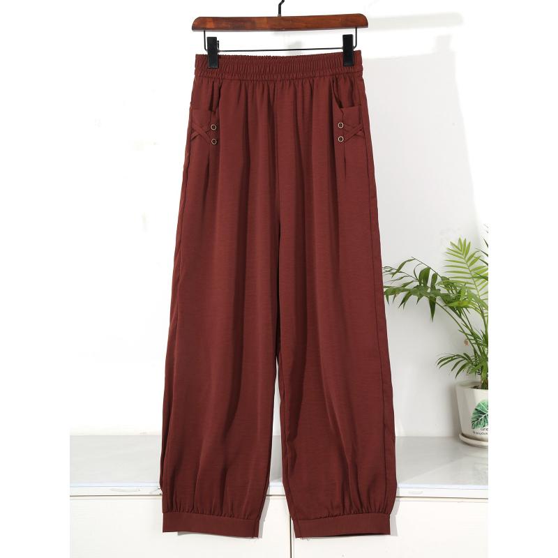 Daily Thin Loose Ankle Pants Elastic Waist New Cool Pants Women High-quality Solid Color Series Plus Size Pants