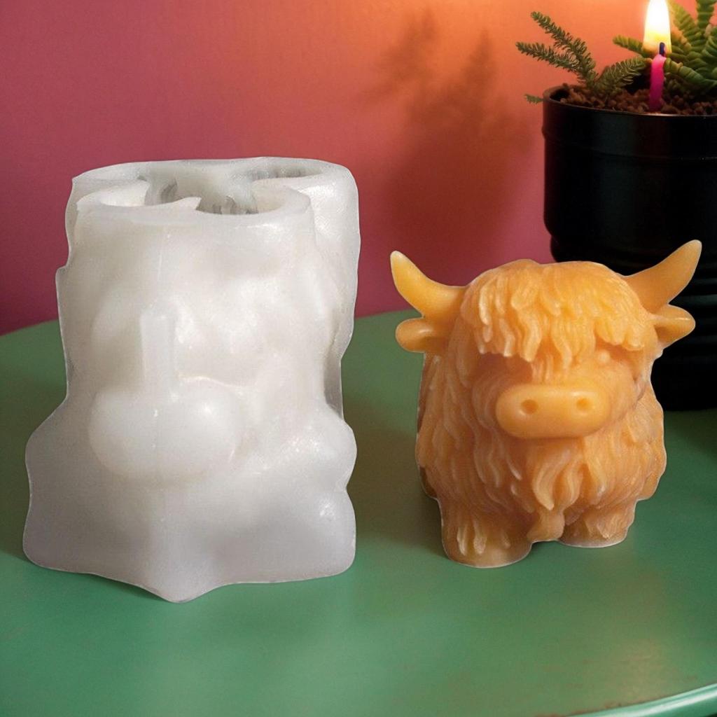 3D Hochlandkuh Silikonform Lebensmittelecht Tier Harzform Für Kuchen Snack Gelee Wachs Gummibärchen Eis Backen Seife Süßigkeiten Handwerk Kerze