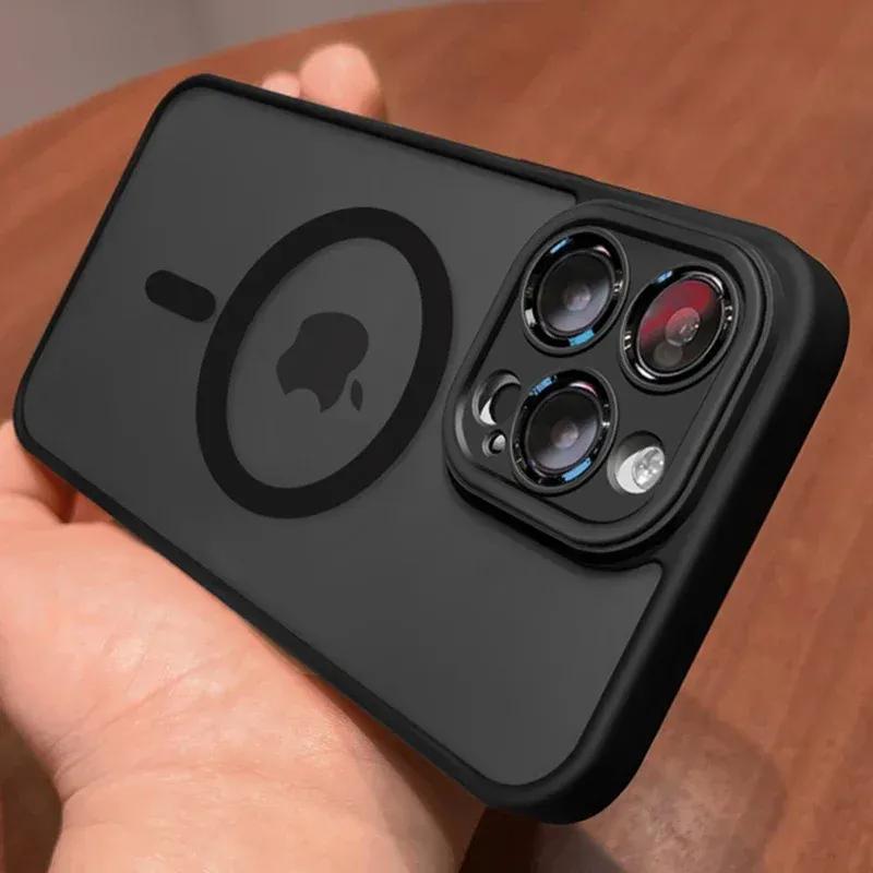 Original Case For iPhone 17 Air 16 15 14 13 12 11 Pro Max Plus For Magsafe Magnetic Wireless Charge Lens Protector Matte Cover