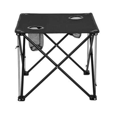 Heavy Duty Camping Folding Table with 2 Cup Holder Metal Frame Oxford Cloth Desktop Multifunctional Fishing Table Collapsible Outdoor Barbecue