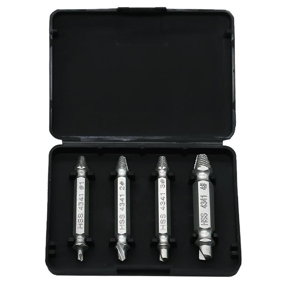 HSS4341 Double-head Screw Remover Set Loose Screw Extractor Woodworking Machinery Maintenance Tool 4PCS/Set