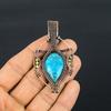 Tibetan Turquoise Pendant, 999 Copper Wire Wrapped Gemstone Jewelry, Handmade Pendant, For Thanksgiving